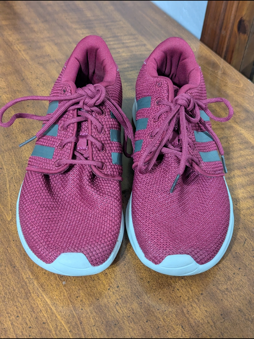 Adidas Women’s Maroon Knit Lace-Up Sneakers